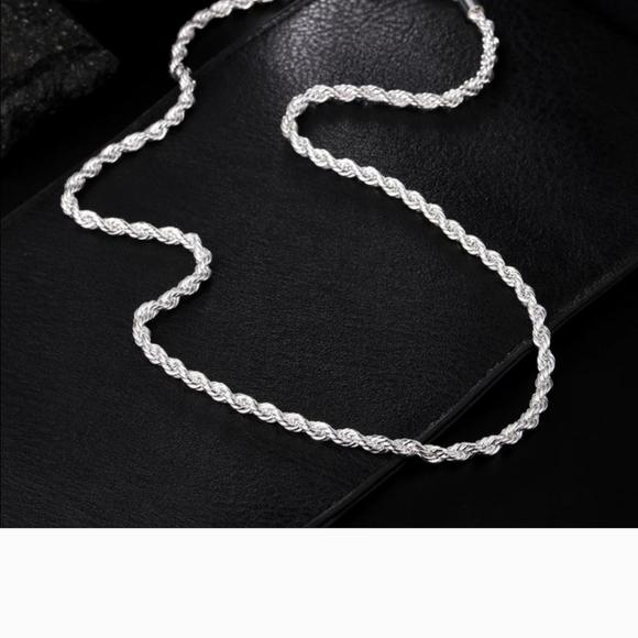 925 Sterling Silver 4mm Twisted Rope chain Necklace 20" - Picture 7 of 8